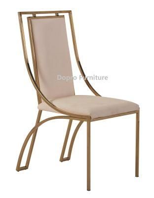 Dopro High Quality Stainless Steel Gold Velvet Fabric Dining Chair