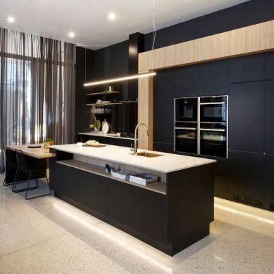 Brown Modern Modular Designs Wood Veneer Melamine Kitchen Furniture
