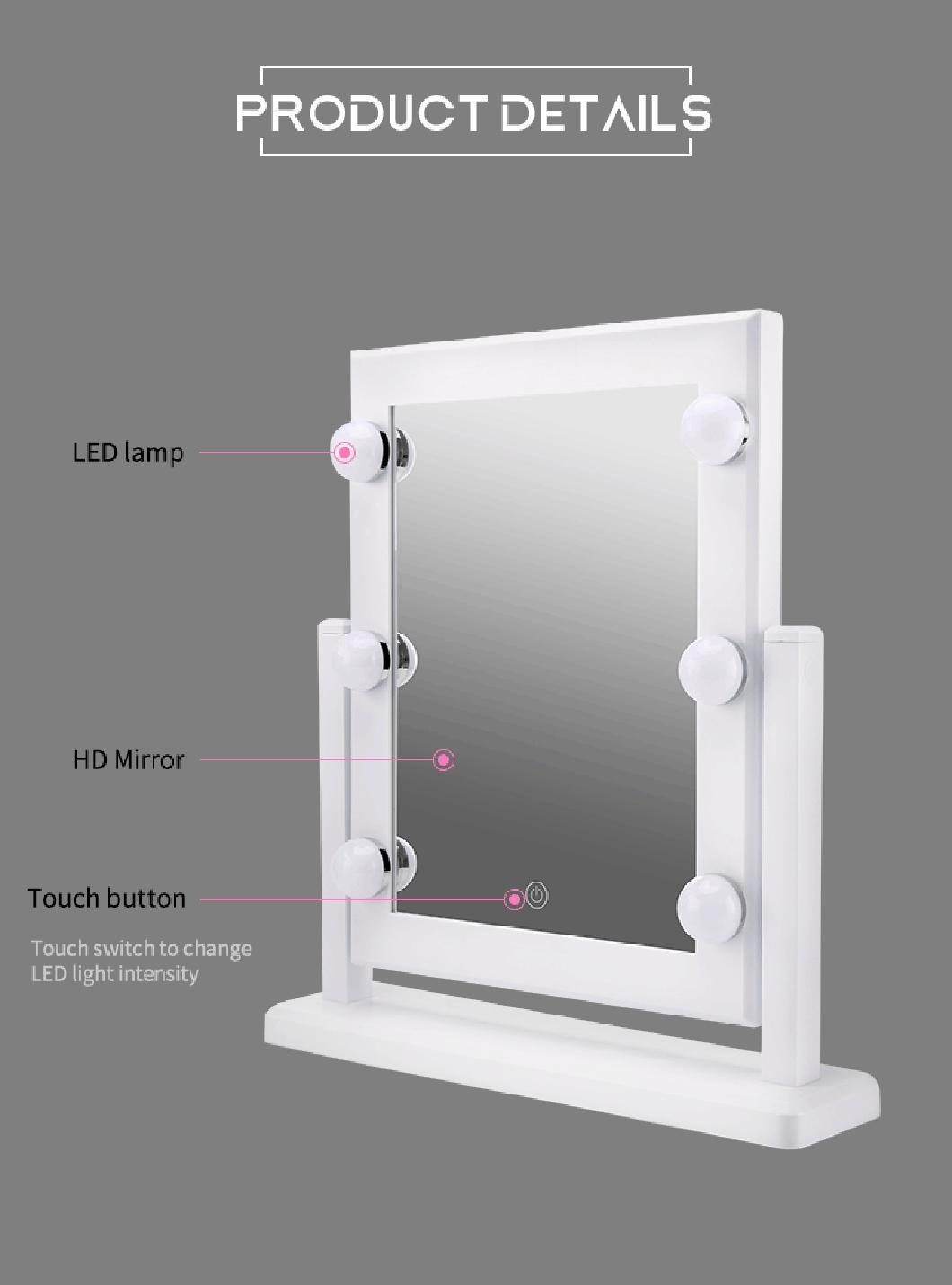 Pritech Customized Large Size Battery Operated Plastic Makeup Mirror with Lights