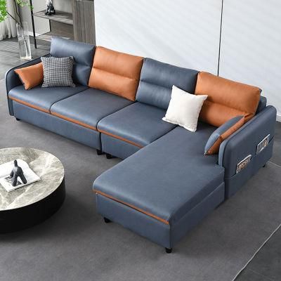 Small Apartment Technology Fabric Sofa Simple Modern Italian Combination Living Room Three People in a Row