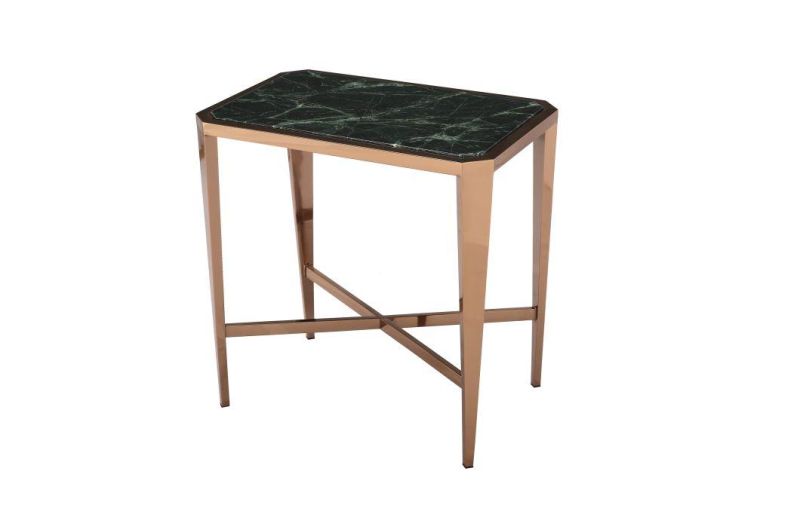 Polish Light Chrome Frame Furniture Console Table with Marble Top