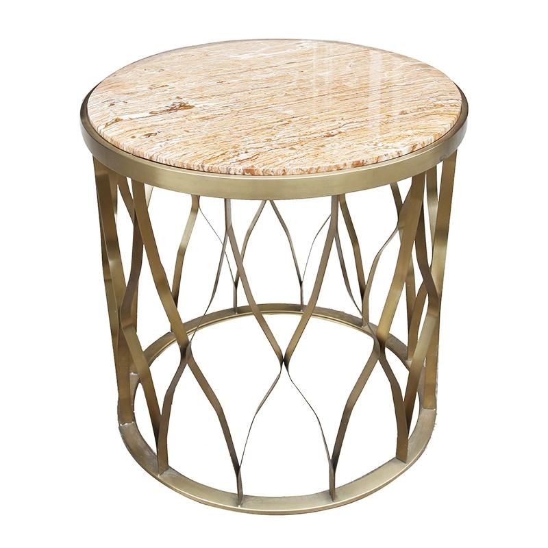 Coffee Table Relax Tea Tables with Stainless Steel Frame and Nature Marble Top