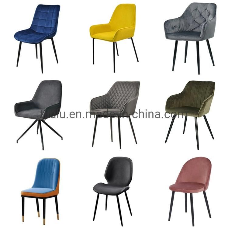 Wholesale Modern Luxury Room Furniture Nordic Velvet Metal Dining Chairs with Black Legs