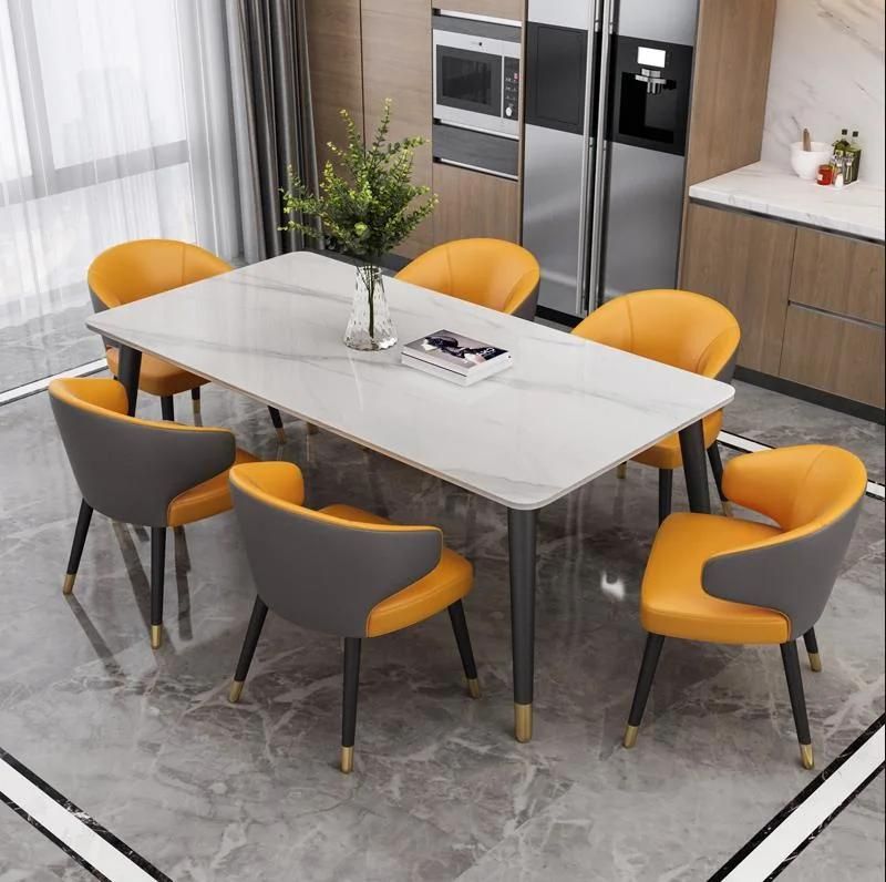 Light Luxury Rock Slab Marble Dining Table and Chair Combination Nordic Minimalist Post-Modern Home Dining Table