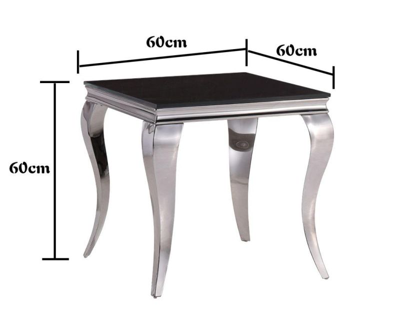 European Living Room Furniture Silver Stainless Steel Simple Design Side Table with Marble Top