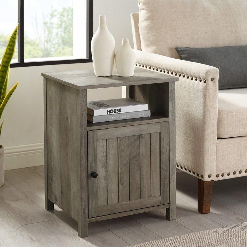 Living Room Furniture Gray Wash Bedside Table Orford Nightstand End Table Bedroom Furniture with 1 Door