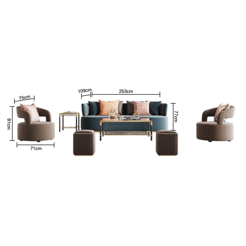 Online Wholesale Luxury Modern Dubai Home Furniture Sectional Living Room Velvet 2 Seater Couch Leisure Fabric Sofa Set