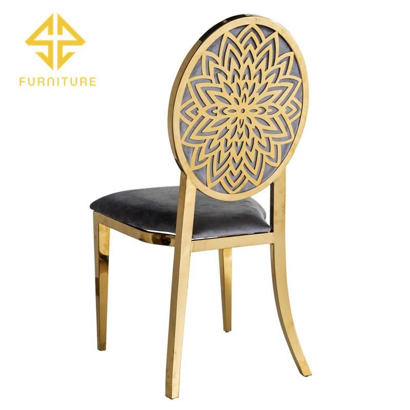 The Latest Specially Designed Gold Stainless Steel Wedding Velvet Dining Chair