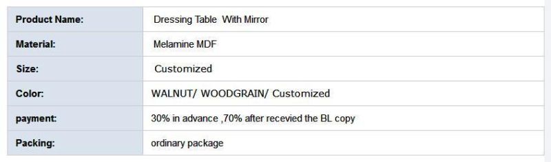 Modern Furniture Dressing Table with Mirror and Customized