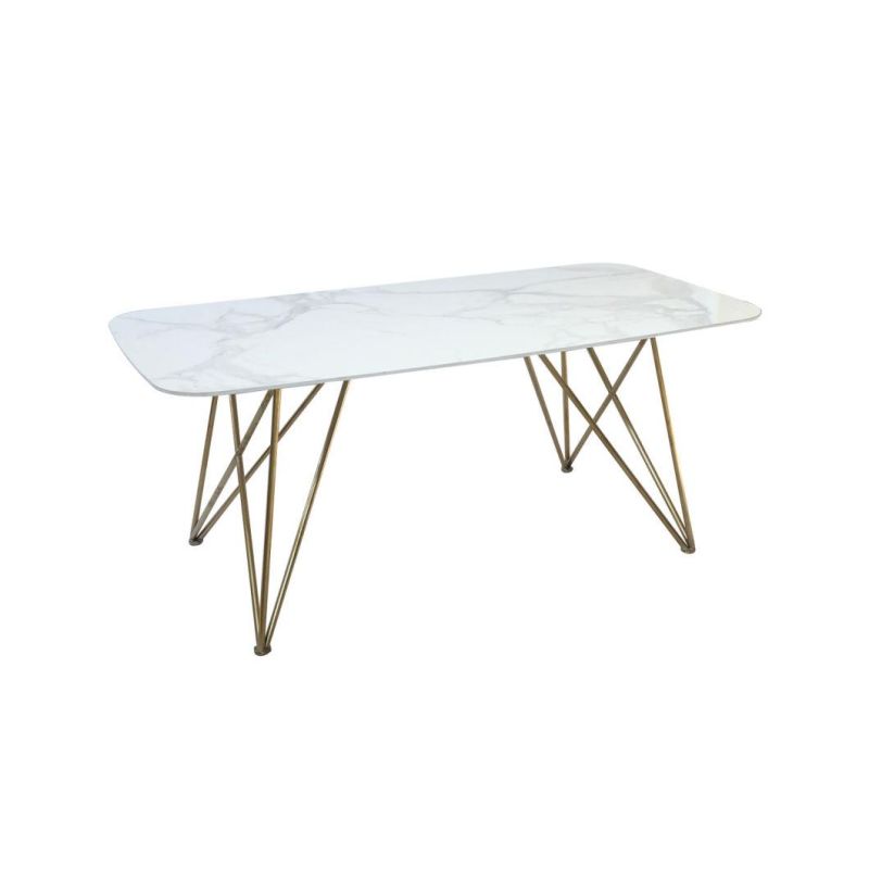 Wholesale Restaurant Home Furniture Imitation Marbling MDF Top Dining Tables