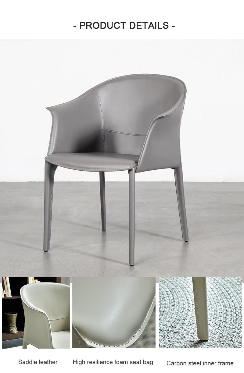 Luxury Home Simple Restaurant Designer Armrest Stool Saddle Leather Dining Chairs