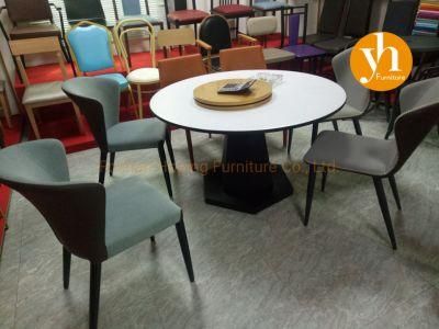Round Black Table Base Restaurant Modern Luxury White Top Dining Banquet Table