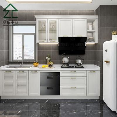 White MDF Melamine Kitchen Cabinet with Glss Door