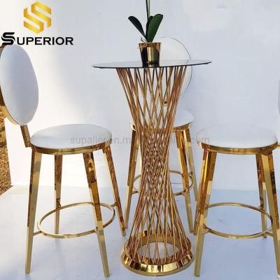 Hotel Event Luxury Stainless Steel Bar High Table with Chair