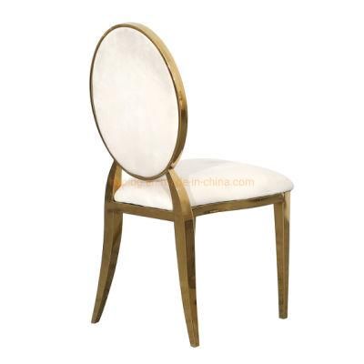 Hotel Side Chair Wedding Party Electroplating Gold Metal Round Back Dining Chair