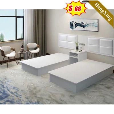 Chinese Supplier Modern Hotel Apartment Bedroom Furniture Wooden Headboard Twin Bed