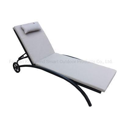 Garden Swimming Pool Adjustable Upholstered Aluminum Sun Lounger with Mesh Fabric