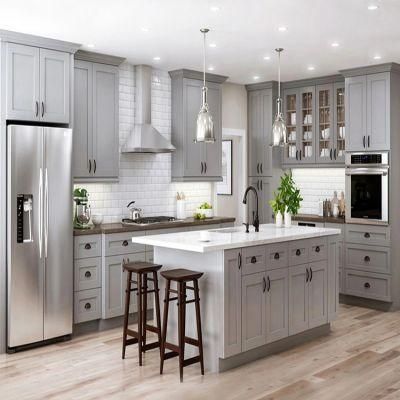 Foshan Manufacturer Price Custom Wood Board Cabinets Design Modern Grey Melamine Modular Plywood Kitchen Cabinet Sale