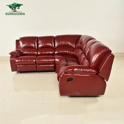 New Design Italy Half Top Grain Leather Modern Corner Living Sofa Set