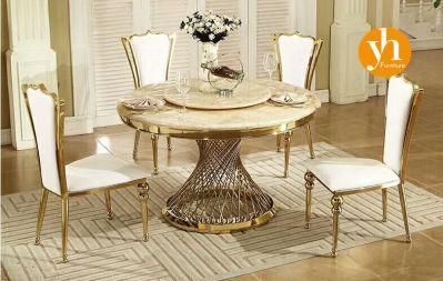 Cheap Italy Dining Table Netting Base Wholesale Hotel Gold Banquet Table