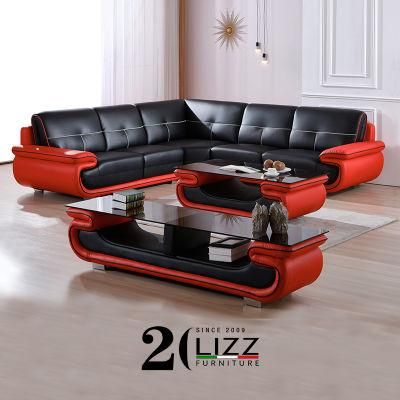 New European Italy Modern Sectional Living Room /Home /Hotel /Office /Commercial Top Grain Genuine Leather Leisure Corner Sofa Furniture Set