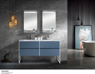 Modern Style Bathroom Furniture MDF Cabinet Set with Double Glass Basin