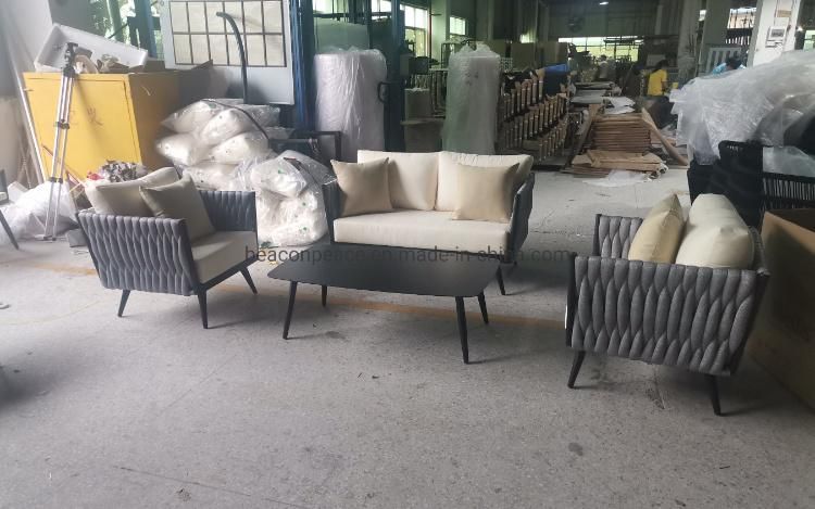 Patio Rattan Furniture Modern Design Outdoor Rope Weave Garden Lounge Sofa Set