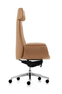 Zode Executive Office Furniture PU Leather High Back Office Swivel Chair White Desk Chairs with Wheels/Armrests Modern Office Chair