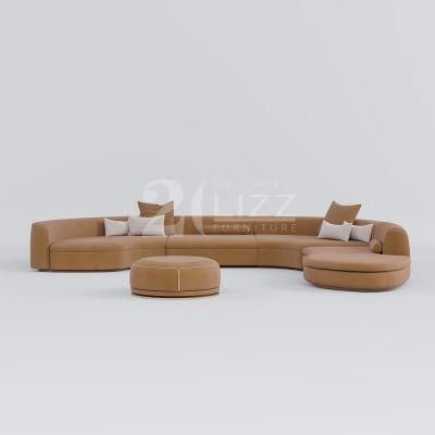 Luxury Fashionable Modern Style C Shape Living Room Modular Velvet Fabric Sofa
