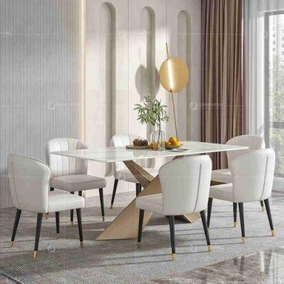 Modern Cross Leg Marble Daining Room Furniture Dining Table with Chair