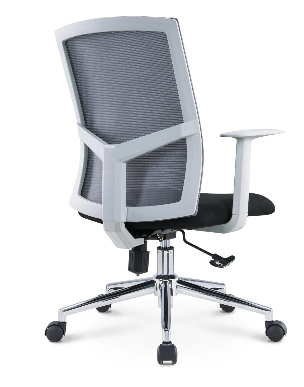 American BIFMA European En1335 Medium Back Steel Base Swivel Staff Boss Executive Modern Fabric Office Chair