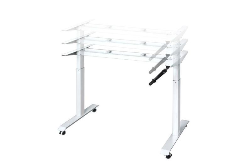 Manual Cheap Height Adjustable Standing Office Desk with Black White Silver