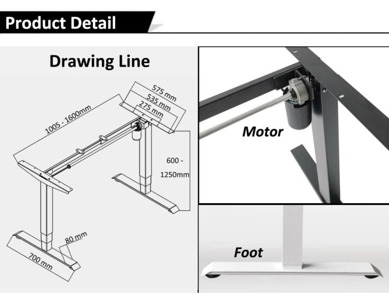 Manufacturer Cost Reusable Two Leg Comfortable Furniture Metal Standing Desk