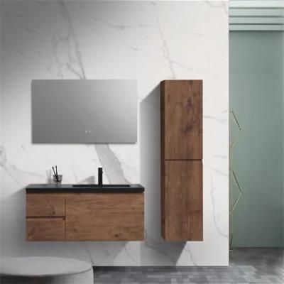 Factory Directly Modern Furniture Mirror White Vanity PVC Bathroom Cabinet with Washing Basin