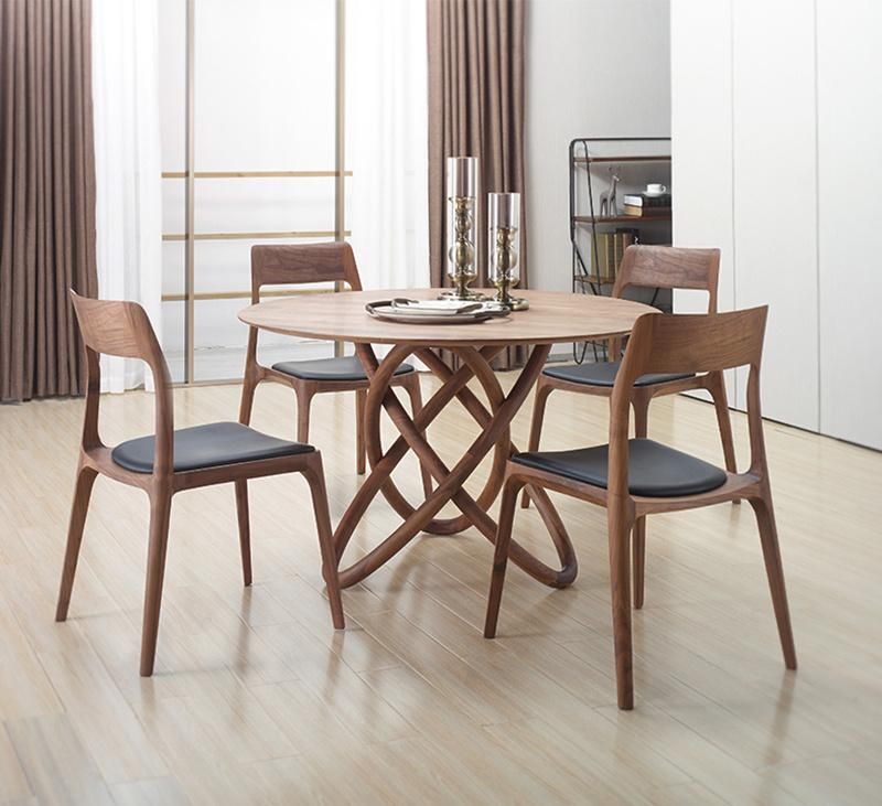 Solid Wood Furniture Modern Round Kitchen Wooden Dining Table Set