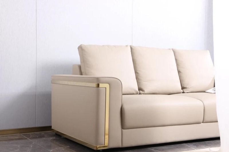 Italian Modern High Quality Solid Wood Stainless Steel High-End Fabric Cover Living Room Sofa Ls04