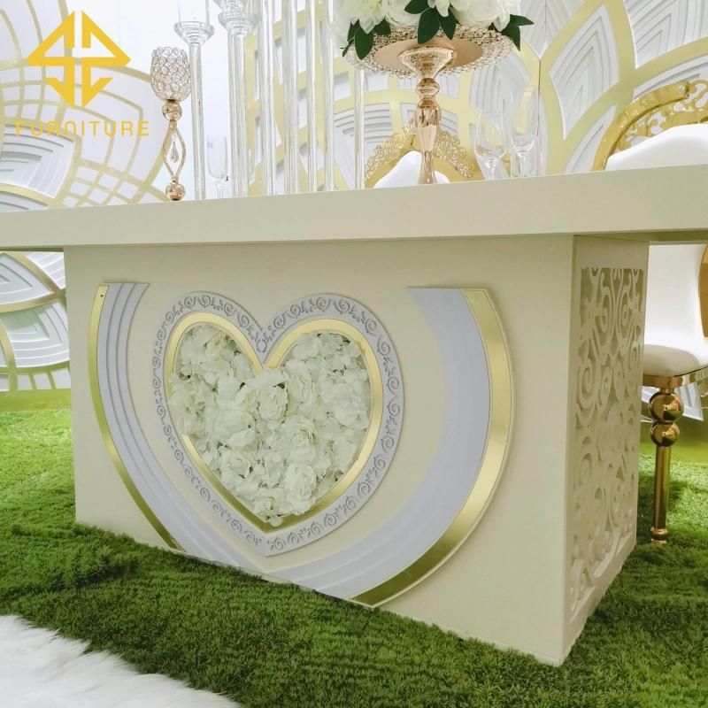 Sawa Modern Luxury design PVC Hotel Wedding Banquet Dining Table for Bride and Groom Dinner Used
