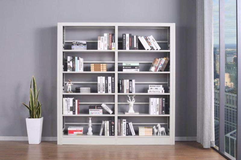 White 5 Adjustable Shelf Bookcase Metal Large Bookshelf for Living Room