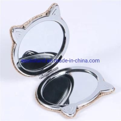 Hot Selling Promotion Gift Cat Shaped Design Travel Compact Makeup Mirror