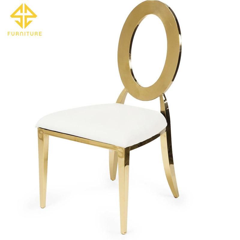 Hot Selling Stackable Stainless Steel Round Back Wedding Gold Dining Chair