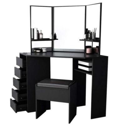 MDF Mirror Drawer Makeup Vanity Table Dressing Table with Stool