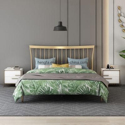 High Quality Modern Leisure Furniture Bedroom Golden Steel Frame Bed