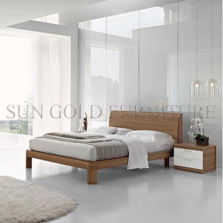 Modern Simple Design Wooden Feet Bedroom Bed Furniture (SZ-BF168)