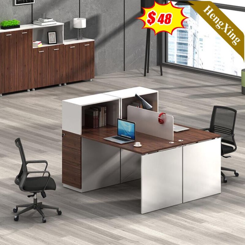Office Furniture Wooden Frame Laminate Desktop Double Sided Outlet 6 Person Office Partition Wood Office Workstation Table for Office Building