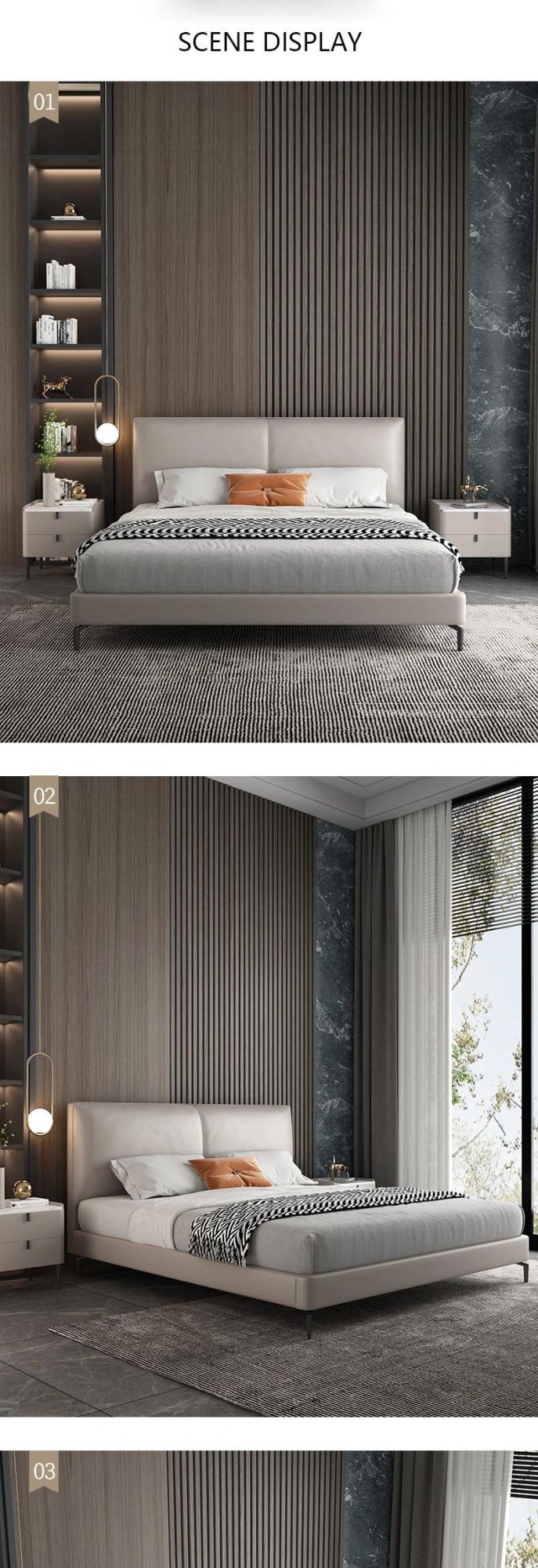 Custom Luxury Italian Furniture Bedroom Storage Bed with Gas Lift