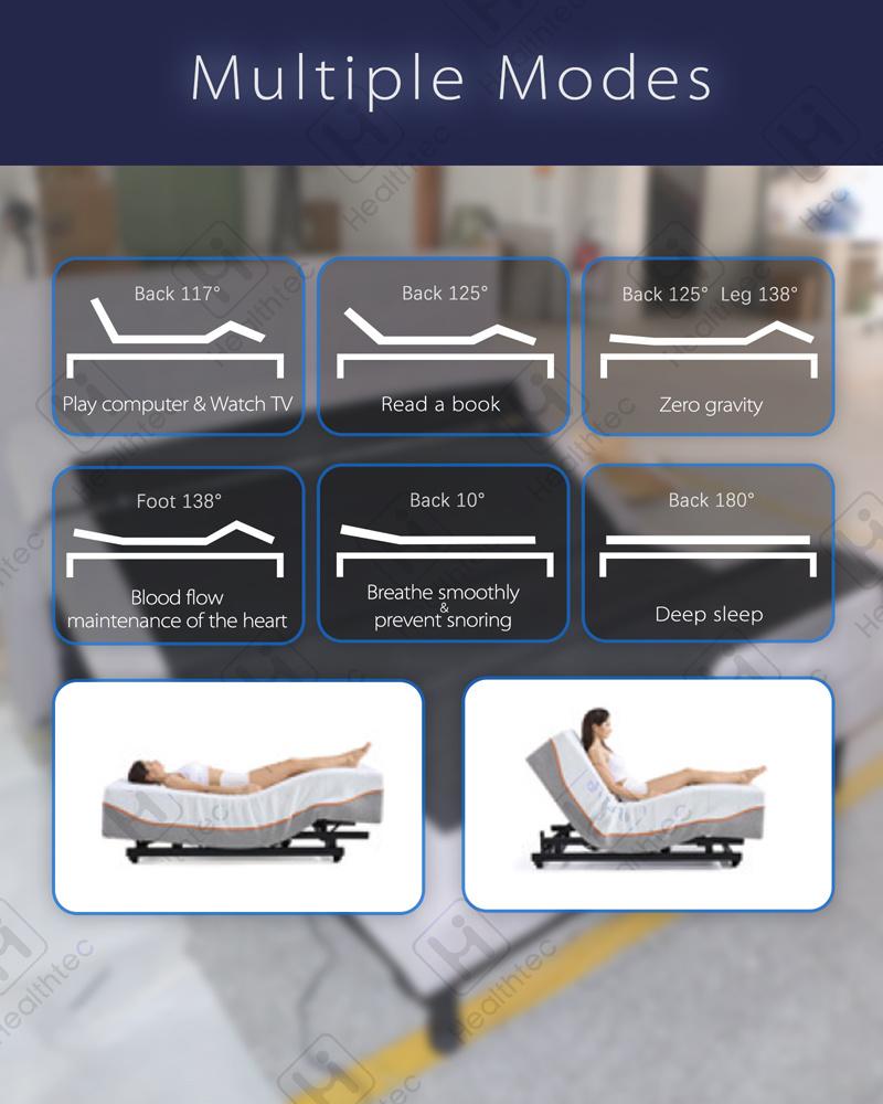 Modern Bedroom Furnitue Vibration Massage Full Size Adjustable Bed Frame with Bedboard