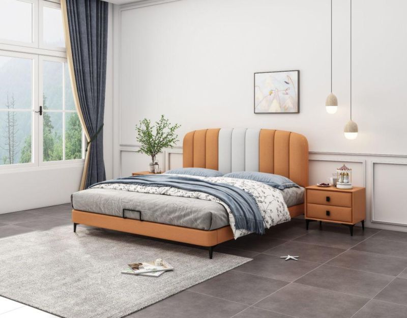 Custom Made Modern Simple High Quality PU Leather Double Bed