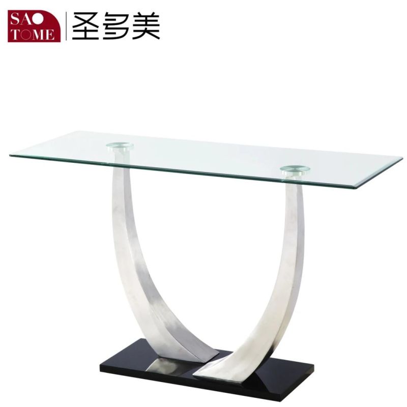 Furniture Top 8mm Transparent Glass Bottom High Gloss Black MDF 25mm Coffee Table