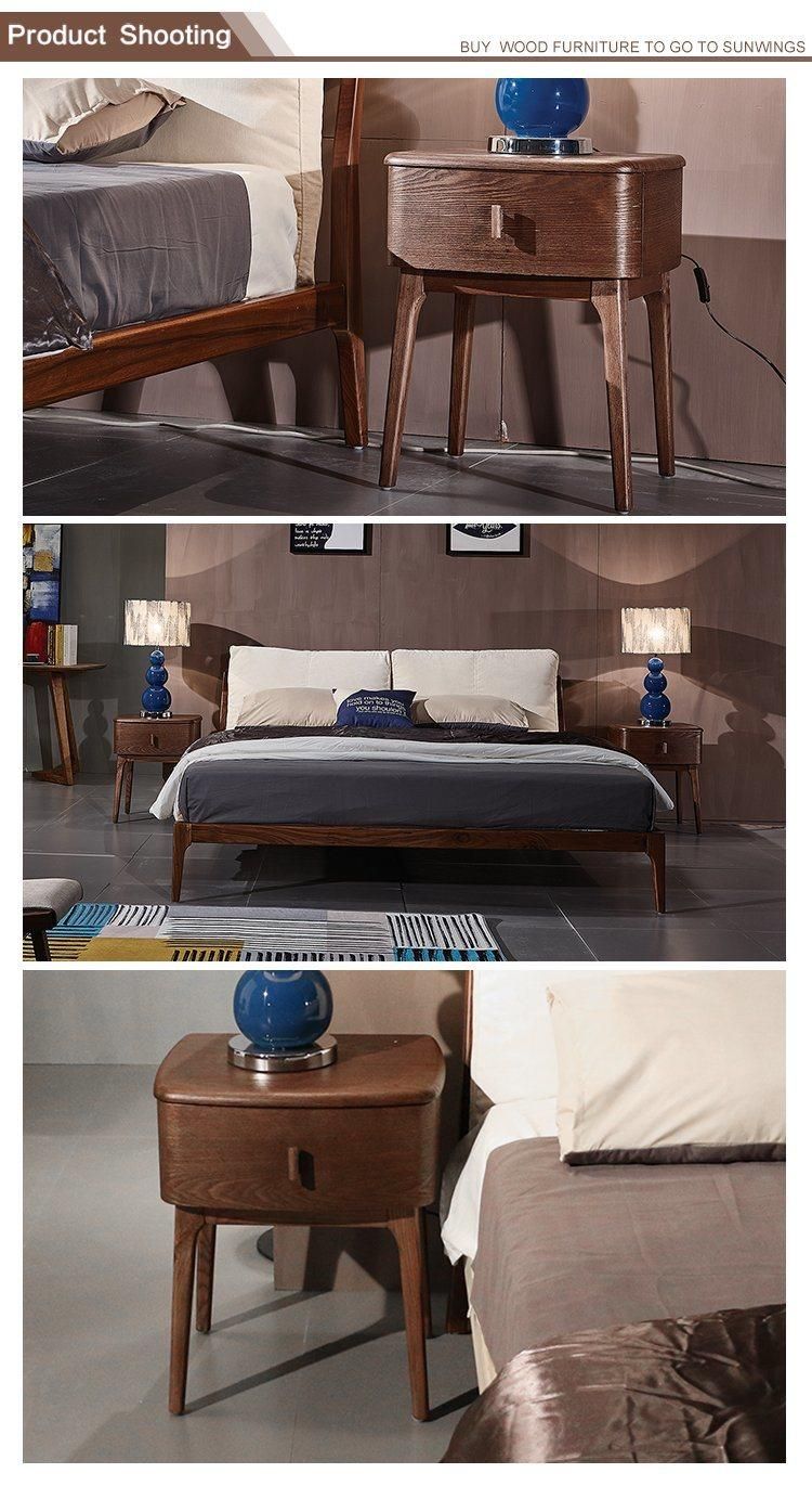 Nordic Bedrooms Set Furniture Solid Wood Modern High Legs Nightstand Wooden Night Table