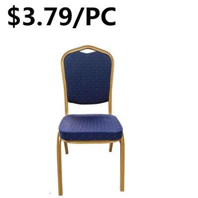 Modern Back Stackable Hotel blue Color Banquet Metal Chair Furniture